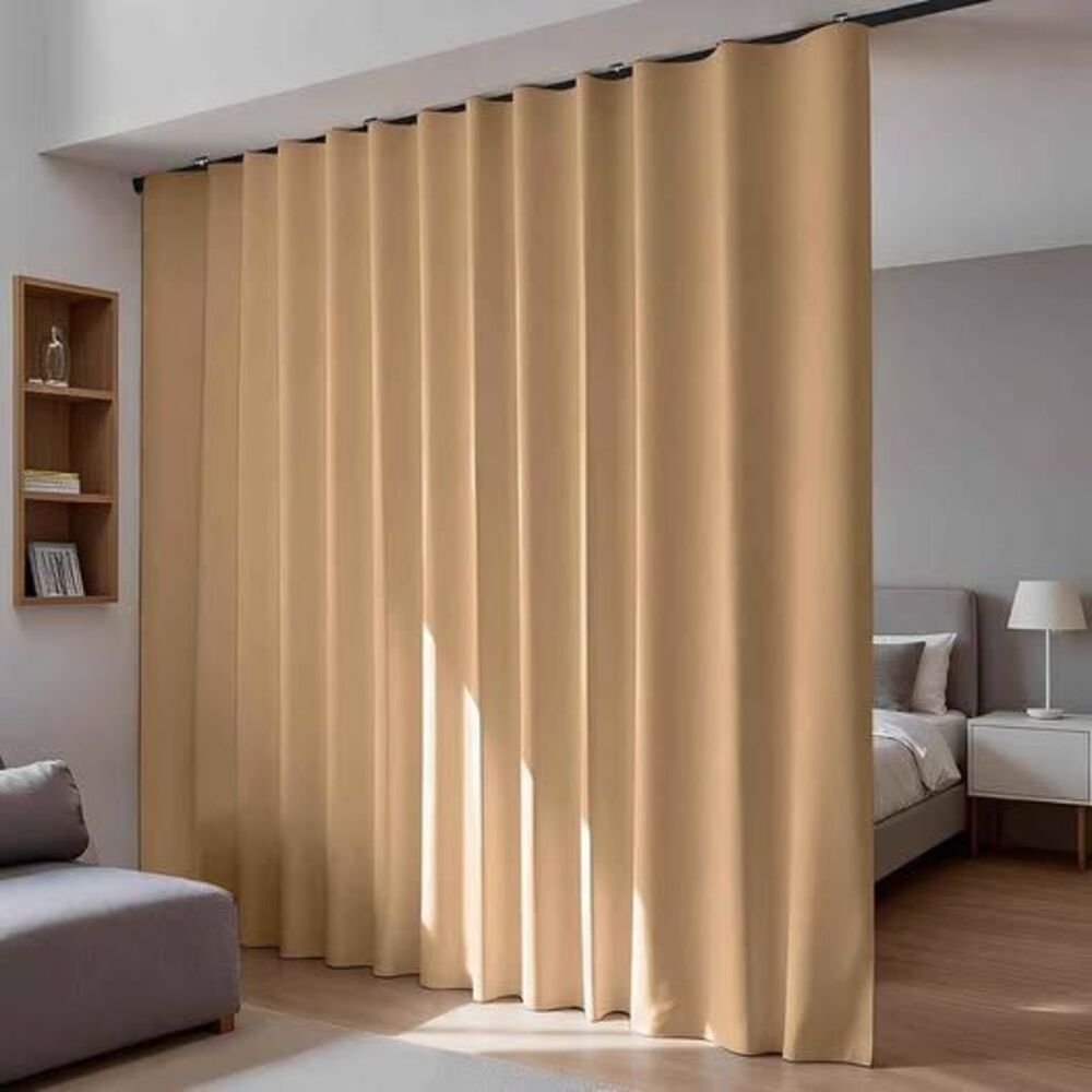 Room Divider Blackout Curtains Flexible Sliding Tracks Sets Ceiling Mounted Rod